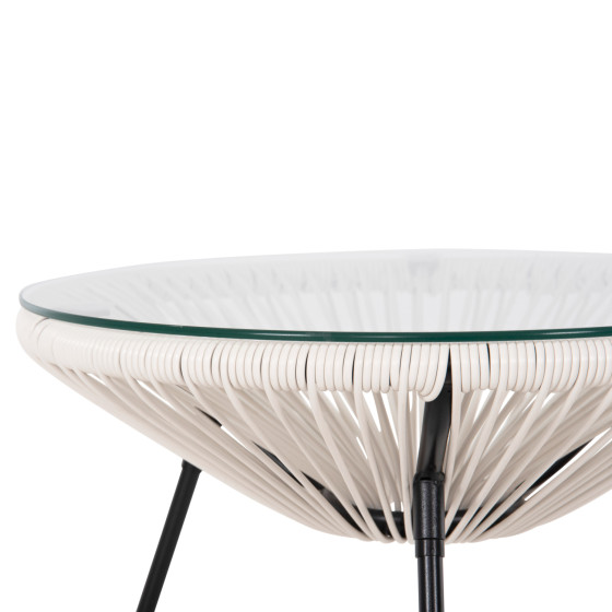 OUTDOOR COFFEE TABLE ALLEGRA HM5874.12 METAL IN BLACK- SYNTHETIC RATTAN IN WHITE Φ47x45Hcm.