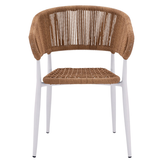 ARMCHAIR ALUMINUM EULO HM5783.12 WHITE-SYNTHETIC RATTAN BEIGE 55,5x63,5x78Hcm.