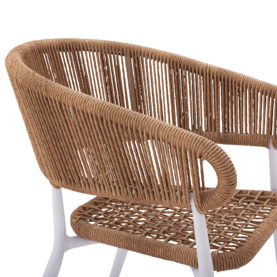 ARMCHAIR ALUMINUM EULO HM5783.12 WHITE-SYNTHETIC RATTAN BEIGE 55,5x63,5x78Hcm.