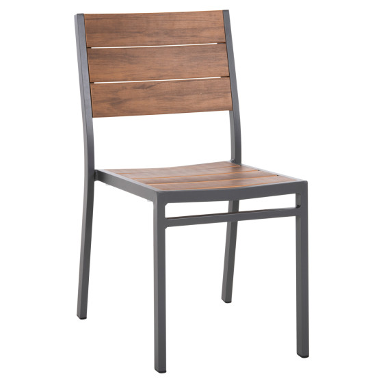 ALUMINUM CHAIR SAGA HM6063.02 DARK GREY WITH POLYWOOD 46x52x86Hcm.