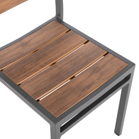 ALUMINUM CHAIR SAGA HM6063.02 DARK GREY WITH POLYWOOD 46x52x86Hcm.