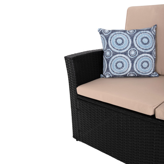 OUTDOOR LOUNGE 4PCS SET THORE HM5978 SYNTHETIC RATTAN IN BLACK-BEIGE CUSHIONS