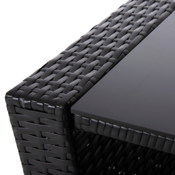 OUTDOOR LOUNGE 4PCS SET THORE HM5978 SYNTHETIC RATTAN IN BLACK-BEIGE CUSHIONS