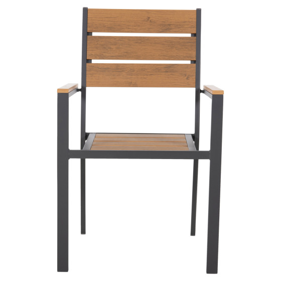 ALUMINUM ARMCHAIR SAGA HM5981.03 ANTHRACITE-POLYWOOD IN NATURAL 55x55x86Hcm.