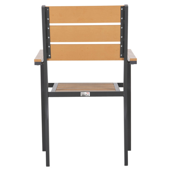 ALUMINUM ARMCHAIR SAGA HM5981.03 ANTHRACITE-POLYWOOD IN NATURAL 55x55x86Hcm.