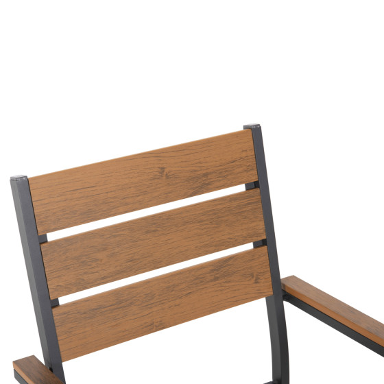 ALUMINUM ARMCHAIR SAGA HM5981.03 ANTHRACITE-POLYWOOD IN NATURAL 55x55x86Hcm.