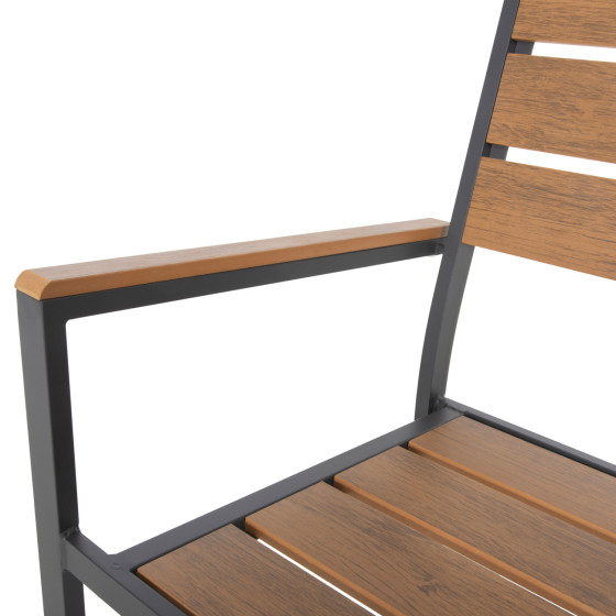 ALUMINUM ARMCHAIR SAGA HM5981.03 ANTHRACITE-POLYWOOD IN NATURAL 55x55x86Hcm.