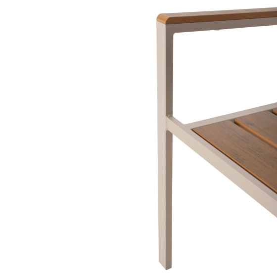 ALUMINUM ARMCHAIR SAGA HM5981.04 CHAMPAGNE-POLYWOOD IN  NATURAL 55x55x86Hcm.