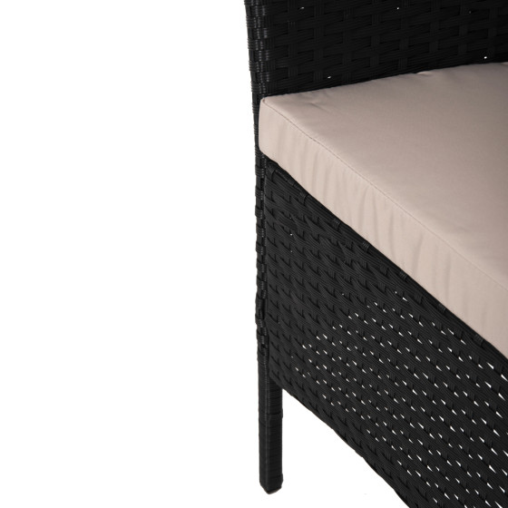 OUTDOOR LOUNGE SET 4PCS STASIA HM6089.01 SYNTHETIC RATTAN IN BLACK-CUSHIONS IN CAPPUCCINO