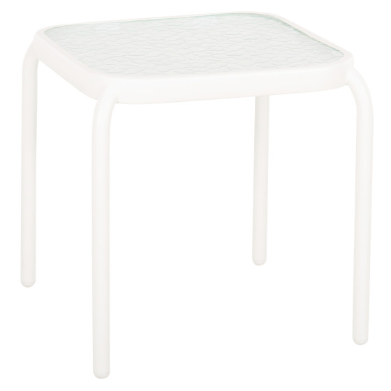 OUTDOOR SIDE TABLE SQUARE DIDO HM5975.02 METAL IN WHITE-GLASS 40x40x40Hcm.