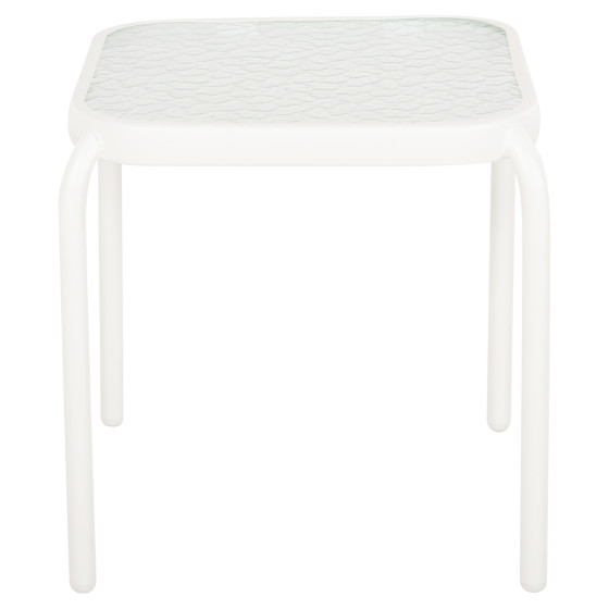 OUTDOOR SIDE TABLE SQUARE DIDO HM5975.02 METAL IN WHITE-GLASS 40x40x40Hcm.
