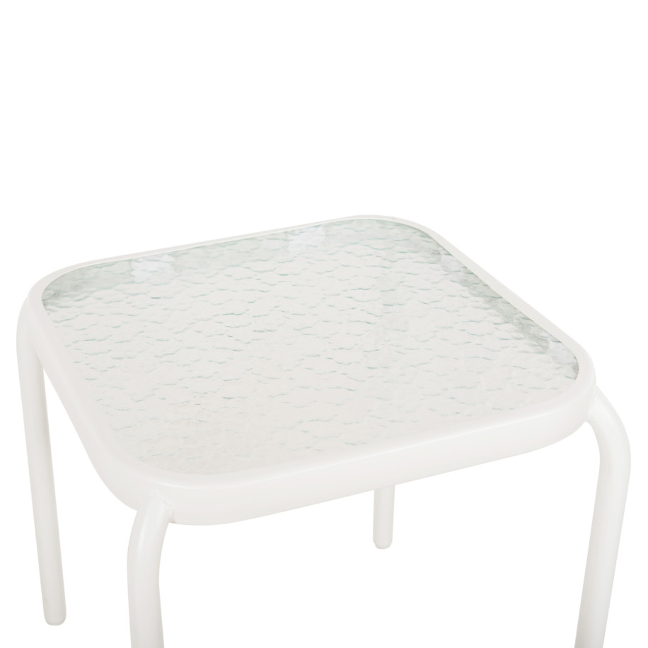 OUTDOOR SIDE TABLE SQUARE DIDO HM5975.02 METAL IN WHITE-GLASS 40x40x40Hcm.