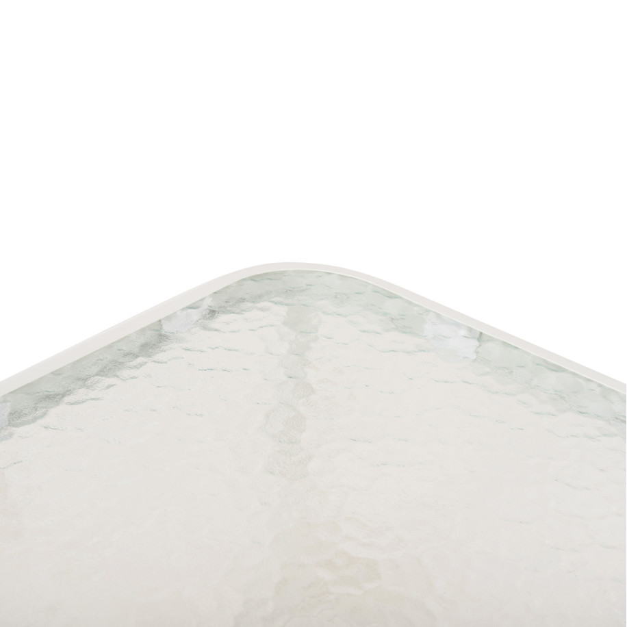 OUTDOOR SIDE TABLE SQUARE DIDO HM5975.02 METAL IN WHITE-GLASS 40x40x40Hcm.