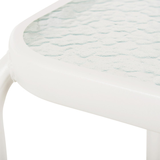 OUTDOOR SIDE TABLE SQUARE DIDO HM5975.02 METAL IN WHITE-GLASS 40x40x40Hcm.