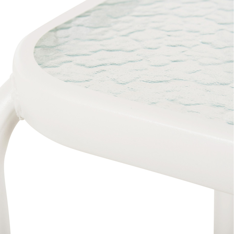 OUTDOOR SIDE TABLE SQUARE DIDO HM5975.02 METAL IN WHITE-GLASS 40x40x40Hcm.