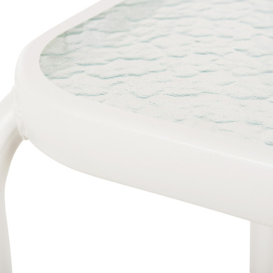 OUTDOOR SIDE TABLE SQUARE DIDO HM5975.02 METAL IN WHITE-GLASS 40x40x40Hcm.