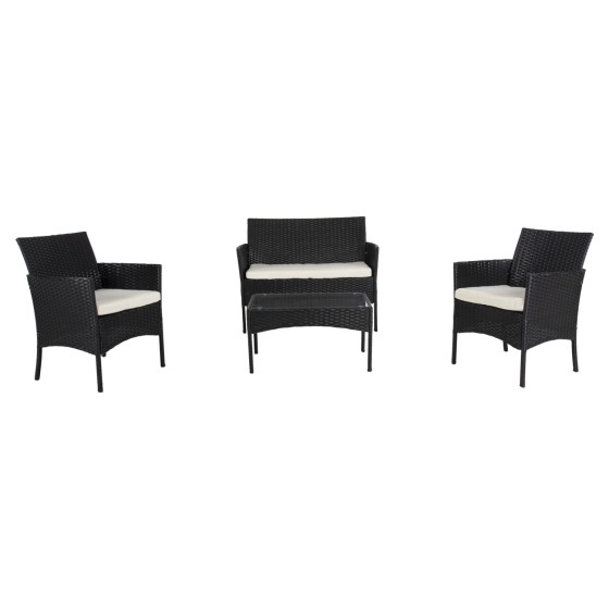 ΣΕΤ ΣΑΛΟΝΙ 4ΤΜΧ STASIA HM6089.04 ΣΥΝΘ.RATTAN ΜΑΥΡΟ-ΜΠΕΖ ΜΑΞΙΛΑΡΙΑ