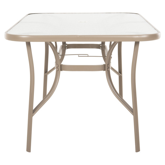 DINING TABLE BRUNO HM5145.14 METAL IN CHAMPAGNE COLOR-TEMPERED GLASS & UMBRELLA HOLE 150X90Χ72Hcm.