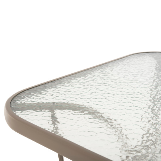 DINING TABLE BRUNO HM5145.14 METAL IN CHAMPAGNE COLOR-TEMPERED GLASS & UMBRELLA HOLE 150X90Χ72Hcm.