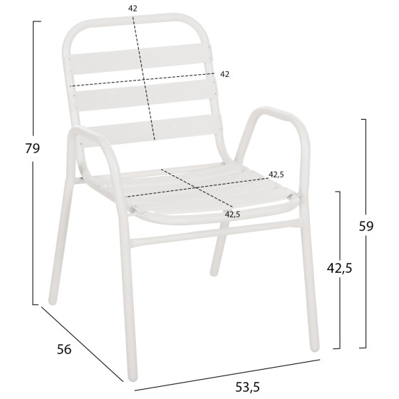 CHAIR PRELUDE HM5970.02 METAL FRAME-ALUMINUM SEAT & BACKREST-WHITE 54x56x79Hcm.