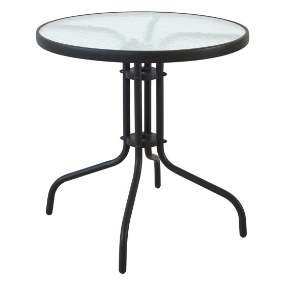 ROUND TABLE LIMA HM5146.03 METAL BLACK WITH TEMPERED GLASS TOP Φ70Χ70Hcm.