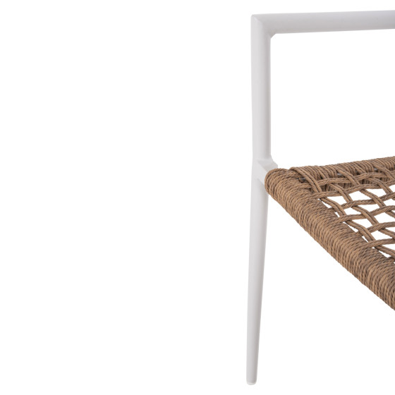 ARMCHAIR TRILAN HM6044.01 ALUMINUM IN WHITE-SYNTHETIC RATTAN IN NATURAL 55.5x55x84Hcm.
