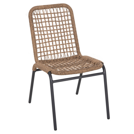 ALUMINUM CHAIR SPANO HM6047 ANTHRACITE FRAME- BEIGE SYNTHETIC RATTAN 46x59x80Hcm.