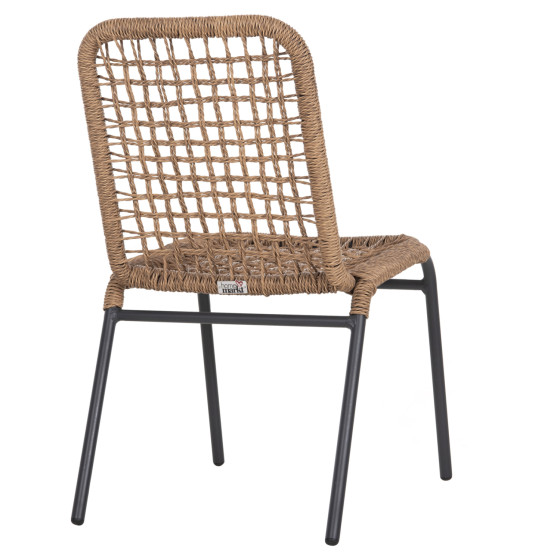 ALUMINUM CHAIR SPANO HM6047 ANTHRACITE FRAME- BEIGE SYNTHETIC RATTAN 46x59x80Hcm.