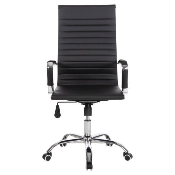MANAGER'S OFFICE CHAIR BOSS HM1059.31 BLACK PU-CHROMED METAL FRAME AND BASE 53x57x109Hcm.