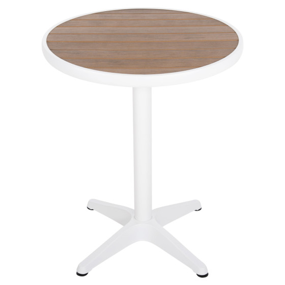 ALUMINUM ROUND TABLE ALEXA HM6086.02 WHITE-POLYWOOD TOP IN NATURAL COLOR Φ60x73Hcm.