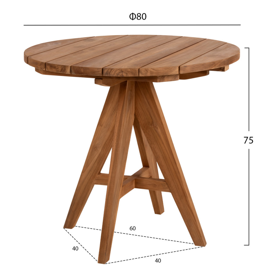 OUTDOOR ROUND TABLE LEO HM9623.11 TEAK WOOD 80x80x75Hcm.