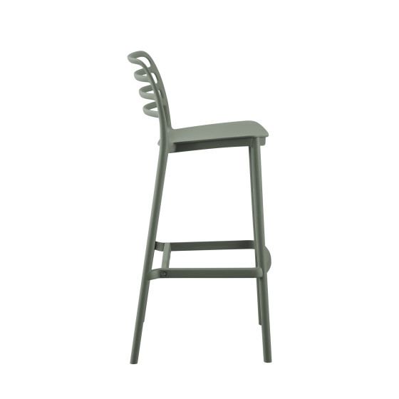 BAR STOOL POLYPROPYLENE SNOD HM6099.07 OLIVE GREEN 37,2x50x101,5Hcm.