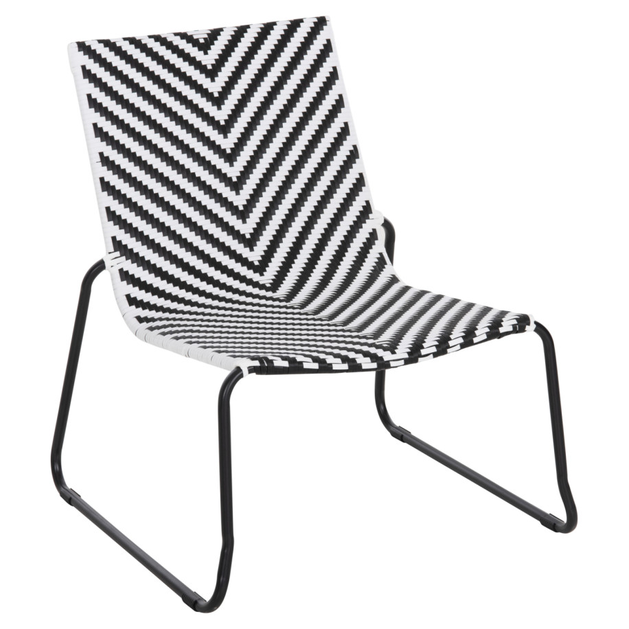 METAL CHAIR PONY HM6082 BLACK & WHITE SYNTHETIC RATTAN 66x68x75Hcm.