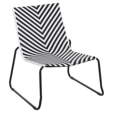 METAL CHAIR PONY HM6082 BLACK & WHITE SYNTHETIC RATTAN 66x68x75Hcm.
