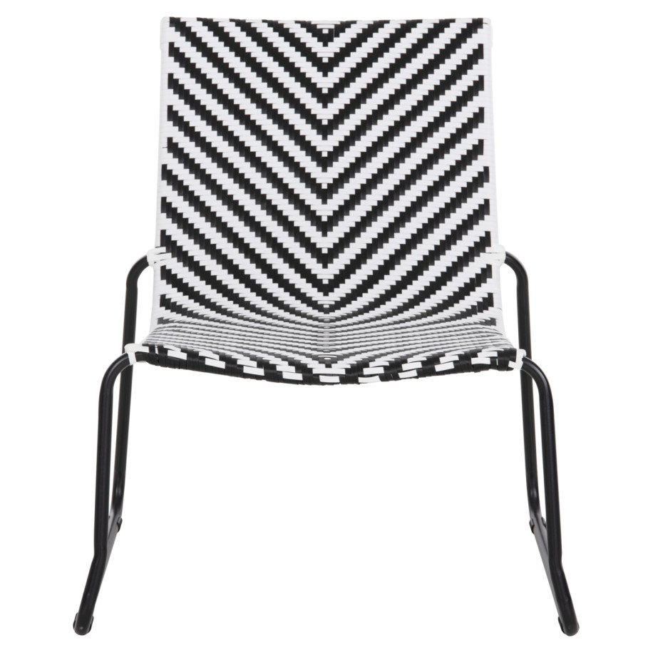 METAL CHAIR PONY HM6082 BLACK & WHITE SYNTHETIC RATTAN 66x68x75Hcm.