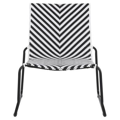 METAL CHAIR PONY HM6082 BLACK & WHITE SYNTHETIC RATTAN 66x68x75Hcm.