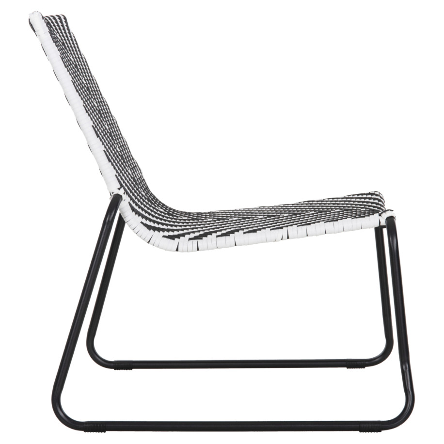 METAL CHAIR PONY HM6082 BLACK & WHITE SYNTHETIC RATTAN 66x68x75Hcm.