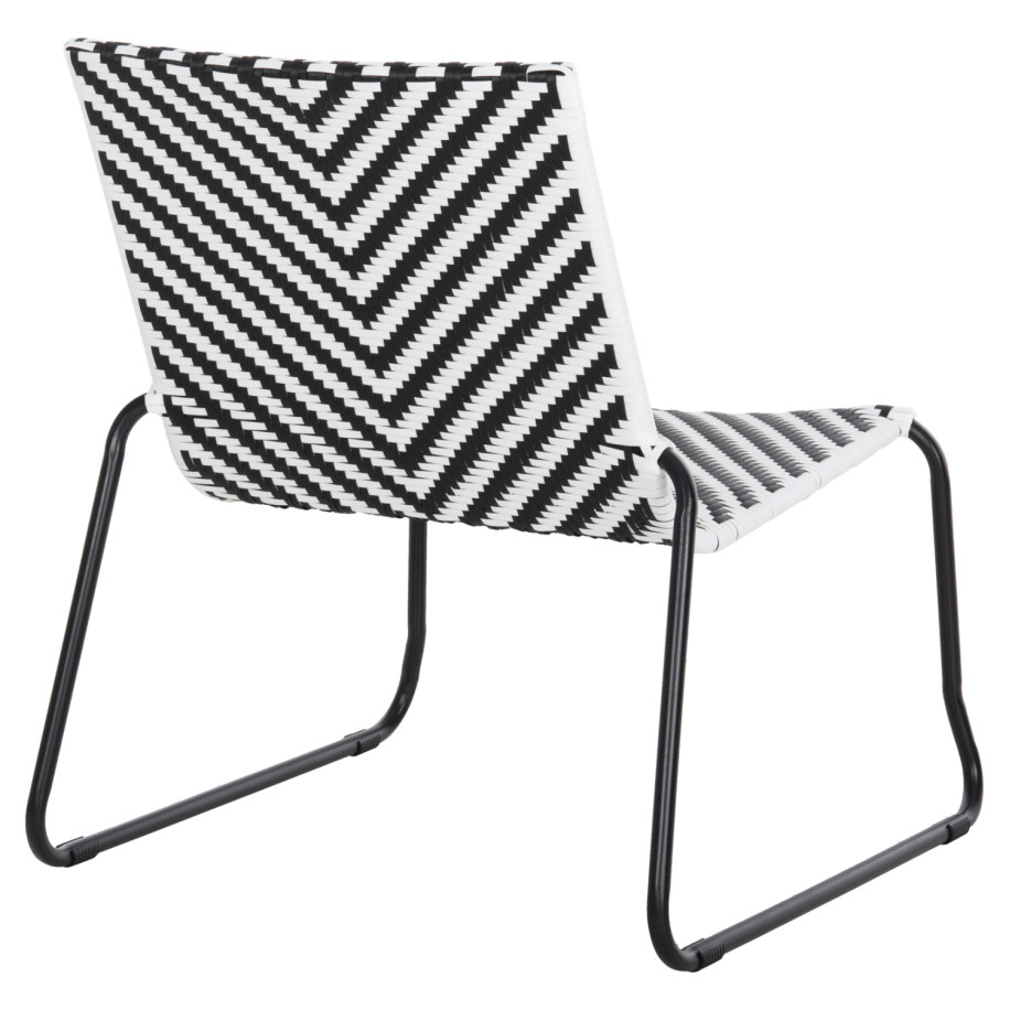 METAL CHAIR PONY HM6082 BLACK & WHITE SYNTHETIC RATTAN 66x68x75Hcm.
