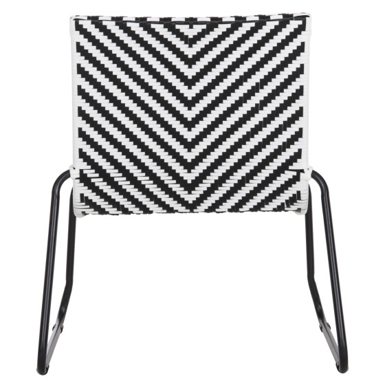 METAL CHAIR PONY HM6082 BLACK & WHITE SYNTHETIC RATTAN 66x68x75Hcm.