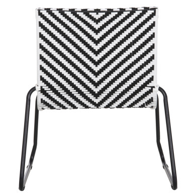 METAL CHAIR PONY HM6082 BLACK & WHITE SYNTHETIC RATTAN 66x68x75Hcm.