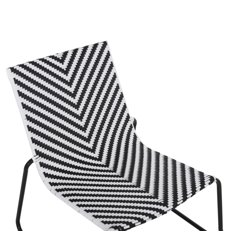 METAL CHAIR PONY HM6082 BLACK & WHITE SYNTHETIC RATTAN 66x68x75Hcm.