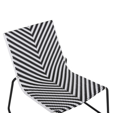 METAL CHAIR PONY HM6082 BLACK & WHITE SYNTHETIC RATTAN 66x68x75Hcm.
