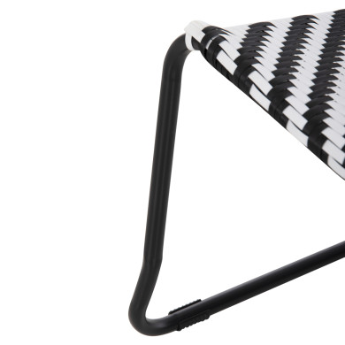 METAL CHAIR PONY HM6082 BLACK & WHITE SYNTHETIC RATTAN 66x68x75Hcm.