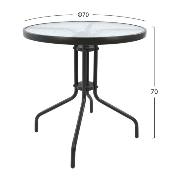 OUTDOOR SET 3PCS HM10711 GREY METAL-SAFETY GLASS-GREY TEXTILENE