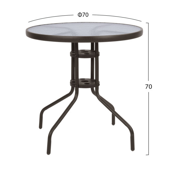 OUTDOOR SET 3PCS HM10712 BROWN METAL-SAFETY GLASS-BROWN TEXTILENE