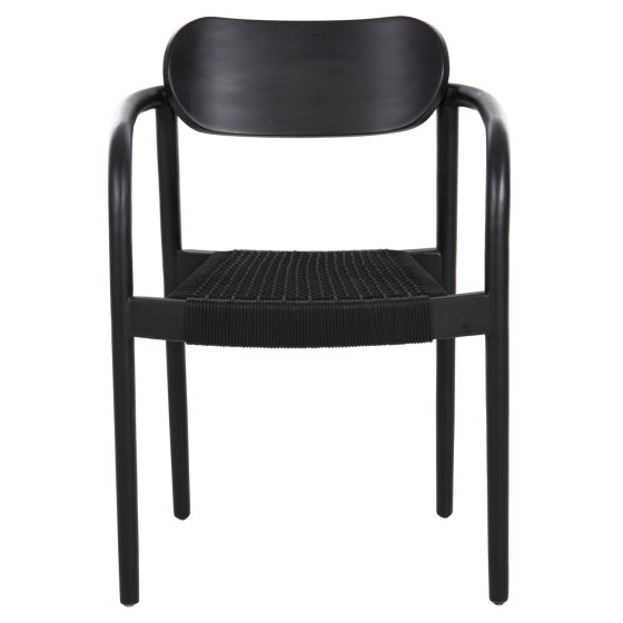 ARMCHAIR OSLO HM9636.12 TEAK WOOD & ROPE IN BLACK 55x54x80Hcm.