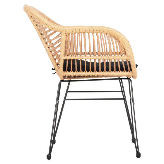 ARMCHAIR WITH SEAT CUSHION METAL FRAME ALLEGRA HM5450.31 BEIGE RATTAN IN WICKER 58x59x82H cm.m.