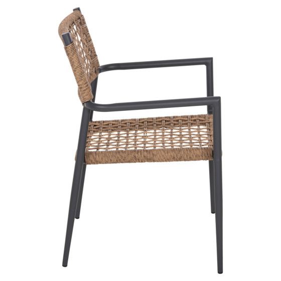 ARMCHAIR TRILAN HM6044.03 ALUMINUM IN ANTHRACITE-SYNTHETIC RATTAN IN NATURAL 57x59x85Hcm.