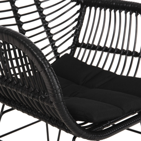 ARMCHAIR WITH SEAT CUSHION METAL FRAME ALLEGRA HM5450.32 BLACK RATTAN IN WICKER 58x59x82H