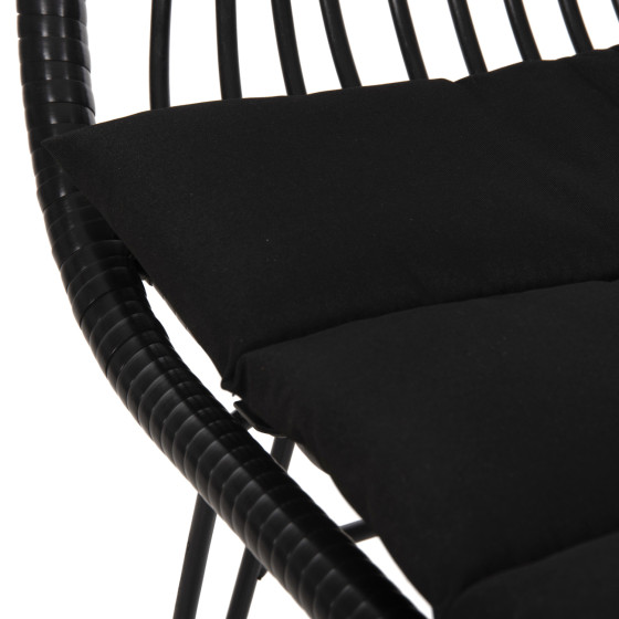 ARMCHAIR WITH SEAT CUSHION METAL FRAME ALLEGRA HM5450.32 BLACK RATTAN IN WICKER 58x59x82H
